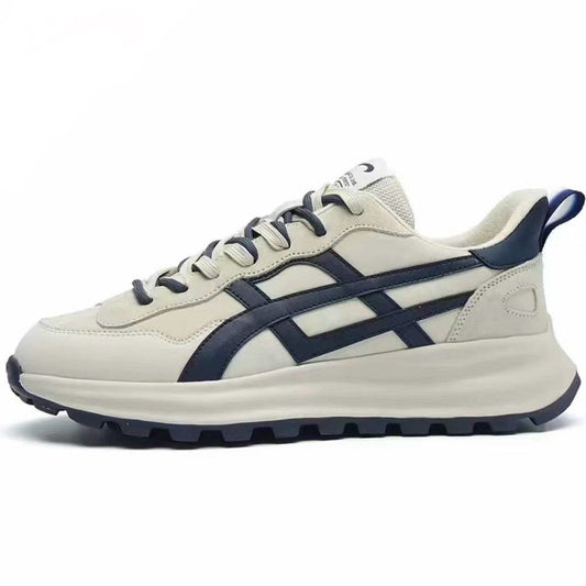 799-HAZ-00001 White And Navy Blue Shoes