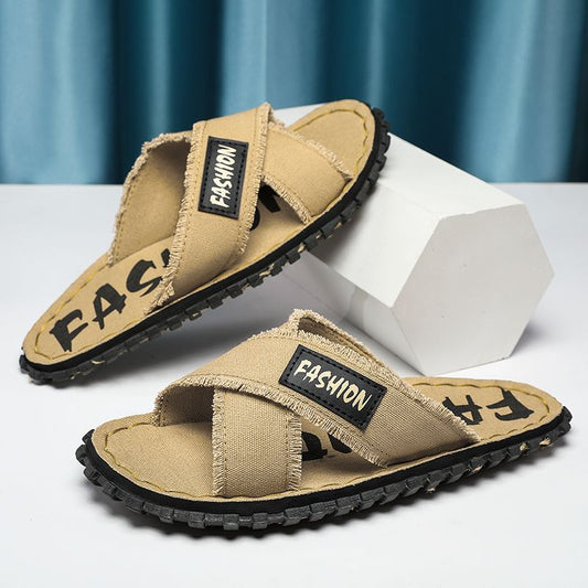 SALE! 386-HAZ-00002 Beige Slippers